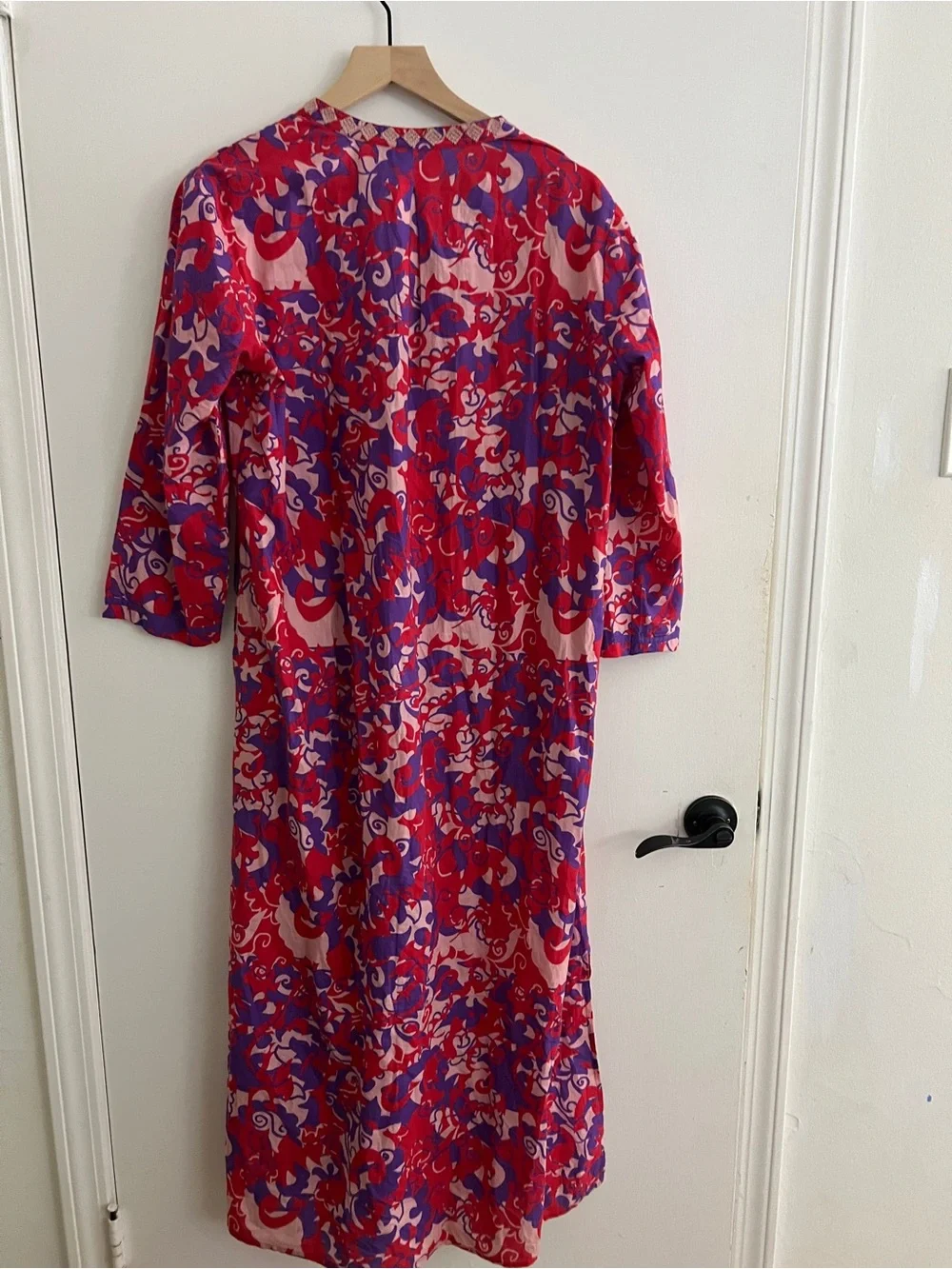 Ro’s Garden Bold Red & Purple Floral Midi Dress large excellent condition